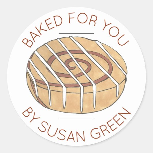 Sticker Rond Cannelle Maison Rouleaux Buns Fabriqués Par (Devant)