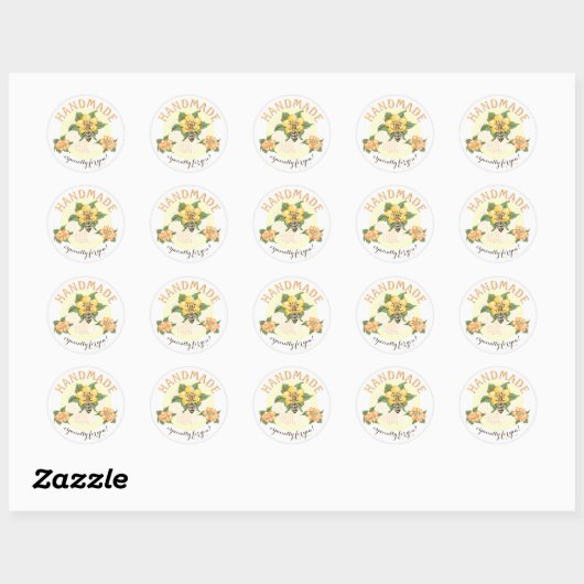 Sticker Rond Canning Honey Bee Honeypeb (Feuille)