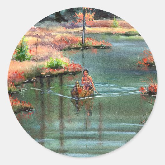 Sticker Rond CANOË CALME par SHARON SHARPE (Devant)