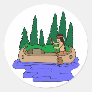 Sticker Rond Canoë indien à pédales