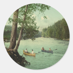 Sticker Rond Canoë sur un ruisseau de montagne Adirondack