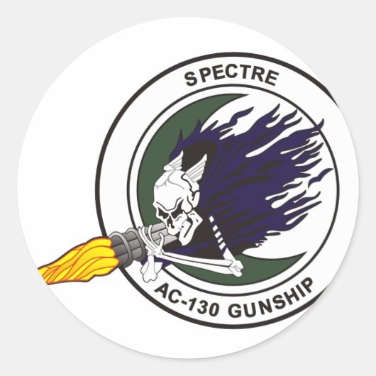 Sticker Rond Canonnière AC-130 Specter (Devant)