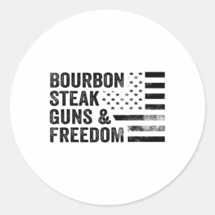 Sticker Rond Canons À Steak Bourbon Et Liberté Usa Drapeau Whis