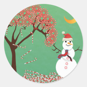 Sticker Rond Canycan avec Snowman