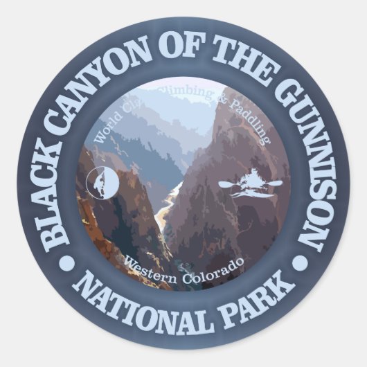 Sticker Rond Canyon noir du Gunnison NP (C) (Devant)