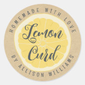 Sticker Rond Caoutchouc citron maison rustique papier kraft (Devant)
