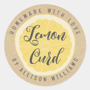 Sticker Rond Caoutchouc citron maison rustique papier kraft