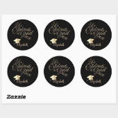 Sticker Rond Cap de graduation,Nom Noir (Feuille)