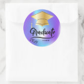 Sticker Rond Cap de graduation or, Holographique  (Sac)