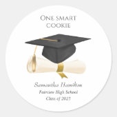 Sticker Rond Cap de graduation personnalisé (Devant)