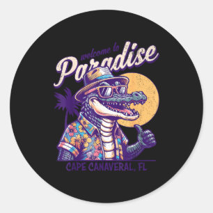 Sticker Rond Cape Canaveral Floride alligator style rétro
