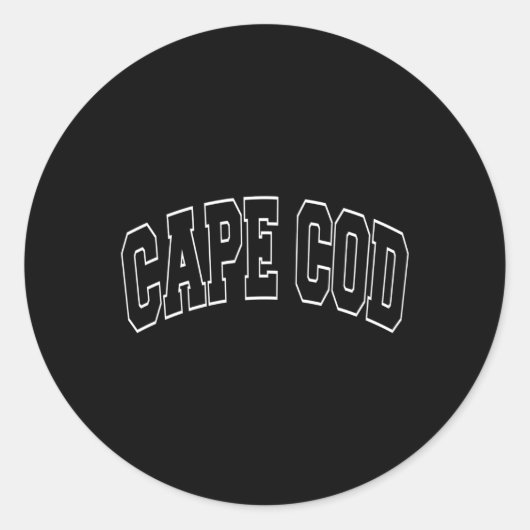 Sticker Rond Cape Cod Massachusetts Style Varsity Texte noir (Devant)