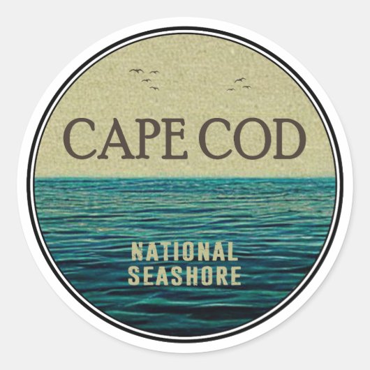 Sticker Rond Cape Cod National Seashore Ocean Birds (Devant)