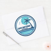 Sticker Rond Cape Hatteras Caroline du Nord Palm Tree Birds (Enveloppe)