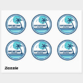Sticker Rond Cape Hatteras Caroline du Nord Palm Tree Birds (Feuille)