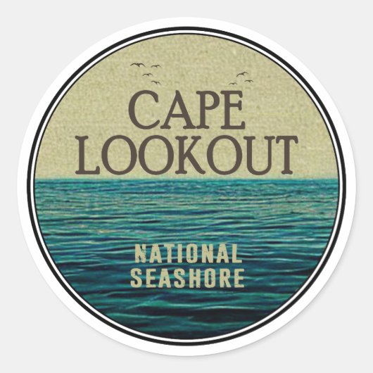 Sticker Rond Cape Lookout National Seashore Ocean Birds (Devant)