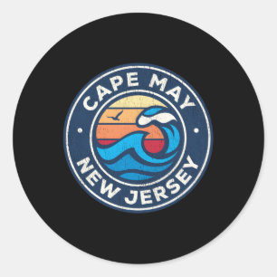 Sticker Rond Cape May New Jersey Nj Vagues Nautiques