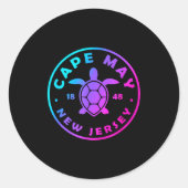 Sticker Rond Cape May New Jersey Sea Turtle Tie Dye Vacation (Devant)