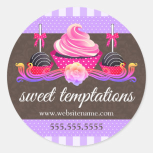 Sticker Rond Câpes à gâteaux et Cupcake Boulangerie Câbles