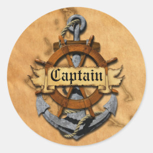 Sticker Rond Capitaine Ancre Et Roue