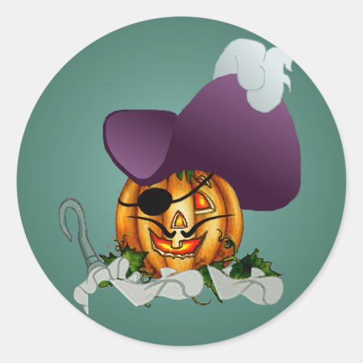 Sticker Rond CAPITAINE CITROUILLE HOOK par SHARON SHARPE (Devant)