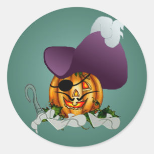 Sticker Rond CAPITAINE CITROUILLE HOOK par SHARON SHARPE