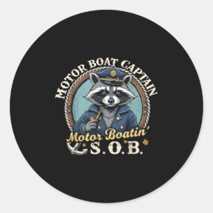Sticker Rond Capitaine de bateau à moteur drôle mème de raton l