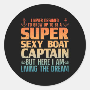 Sticker Rond Capitaine de bateau cool pour hommes femmes voile