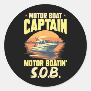 Sticker Rond Capitaine de bateau de plaisance Capitaine de bate