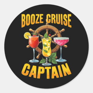 Sticker Rond Capitaine de Croisière Alcoolisée Boit Design Pour