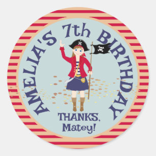 Sticker Rond Capitaine de la fête d'anniversaire du navire pira