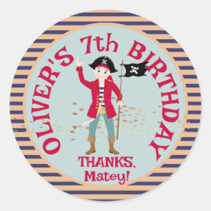 Sticker Rond Capitaine de la fête d'anniversaire du navire pira