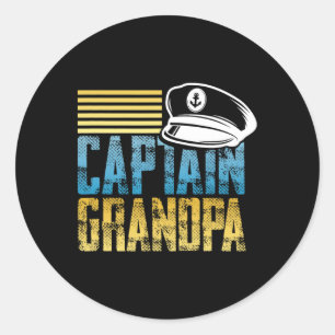 Sticker Rond Capitaine Grand-père - Capitaine de voile Chapeau