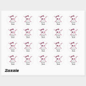 Sticker Rond Capitaine Hook Crâne et crochets (rose) (Feuille)