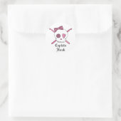 Sticker Rond Capitaine Hook Crâne et crochets (rose) (Sac)