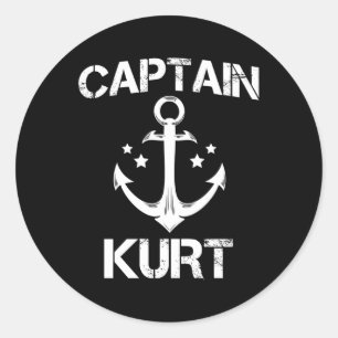 Sticker Rond Capitaine Kurt Nom personnalisé Bateau