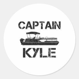 Sticker Rond Capitaine Kyle Pontoon Nom de bateau personnalisé