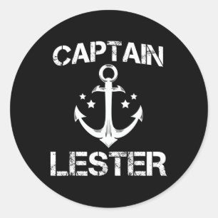 Sticker Rond Capitaine Lester Funny Anniversaire Nom personnali