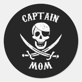 Sticker Rond Capitaine Maman Pirate pour les femmes Famille Pir