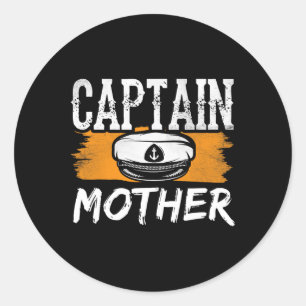 Sticker Rond Capitaine mère équipage de bateau Yacht Ship Maman