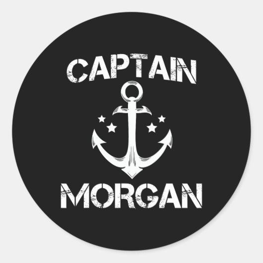 Sticker Rond Capitaine Morgan Funny Anniversaire Nom de famille (Devant)