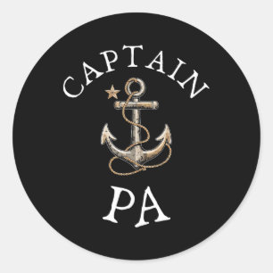 Sticker Rond Capitaine Pa Bateau Voilier Ancre Vintage Amusemen
