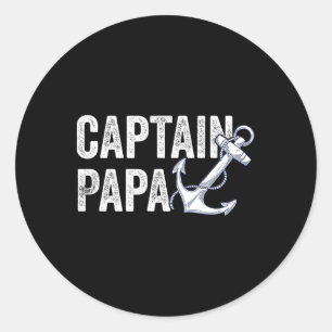 Sticker Rond Capitaine Papa Pontoon Cadeau Lac Marin Bateau de