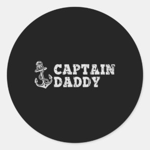 Sticker Rond Capitaine Papa Voile Bateau Ancien Bateau Ancre