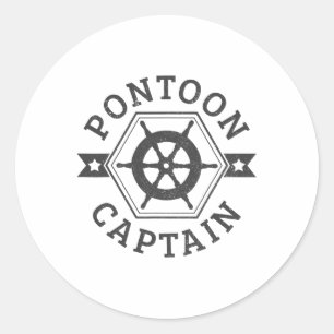 Sticker Rond Capitaine Pontoon - Pontoon Boat Boat Boat Nautica