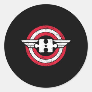 Sticker Rond Capitaine Sensibilisation sur l'autisme Superhero