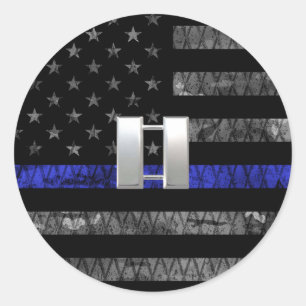 Sticker Rond Capitaine Thin Blue Line Distorsion