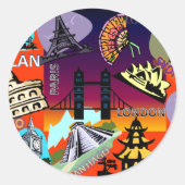 Sticker Rond Capitales du monde entier (Devant)