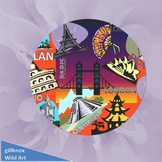 Sticker Rond Capitales du monde entier