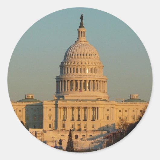 Sticker Rond Capitol à Noël Washington DC Holiday (Devant)
